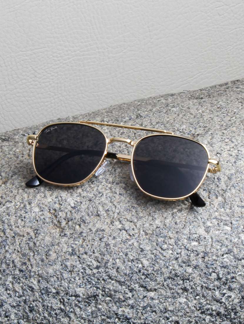 ted smith unisex aviator gold black sunglasses with uv protected lenses