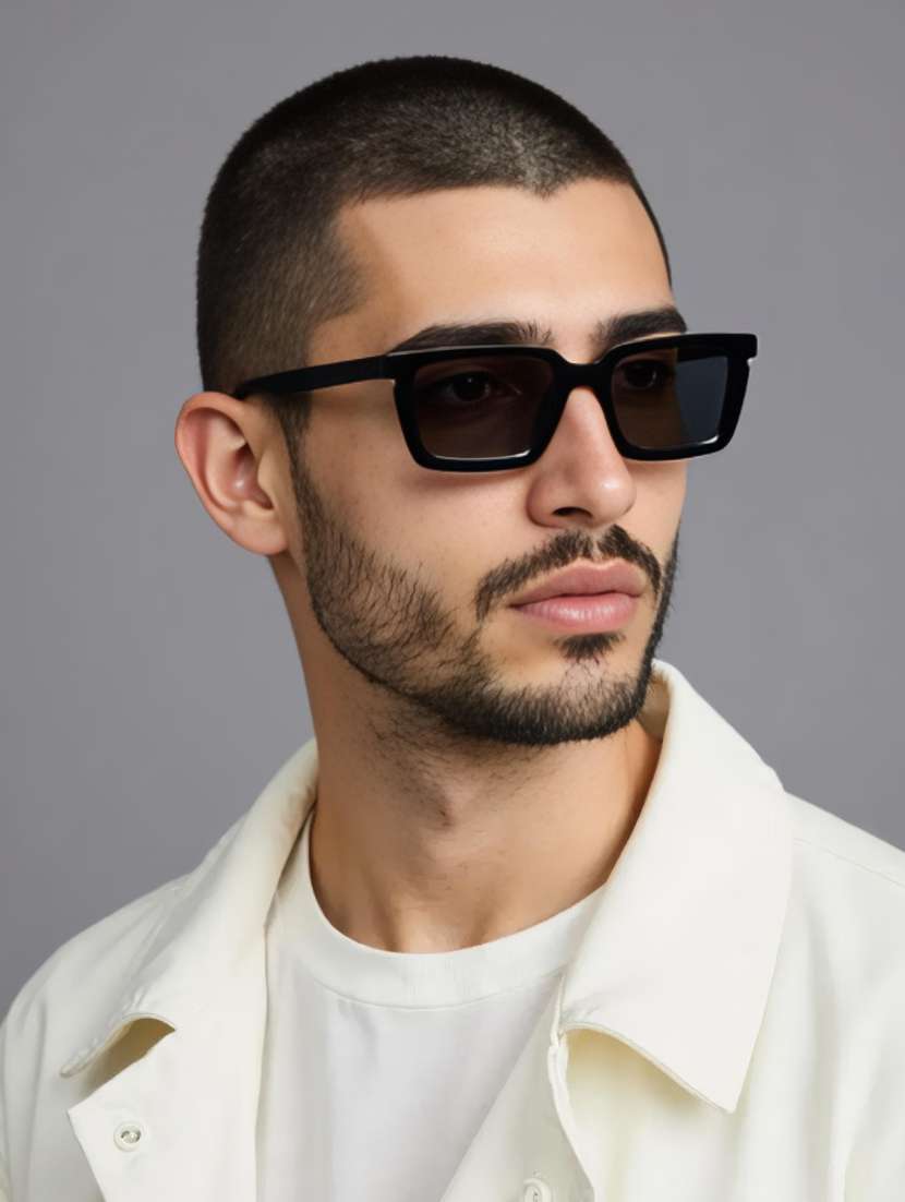 ted smith unisex rectangle black sunglasses with uv protected lenses - 22146529 -  Standard Image - 6