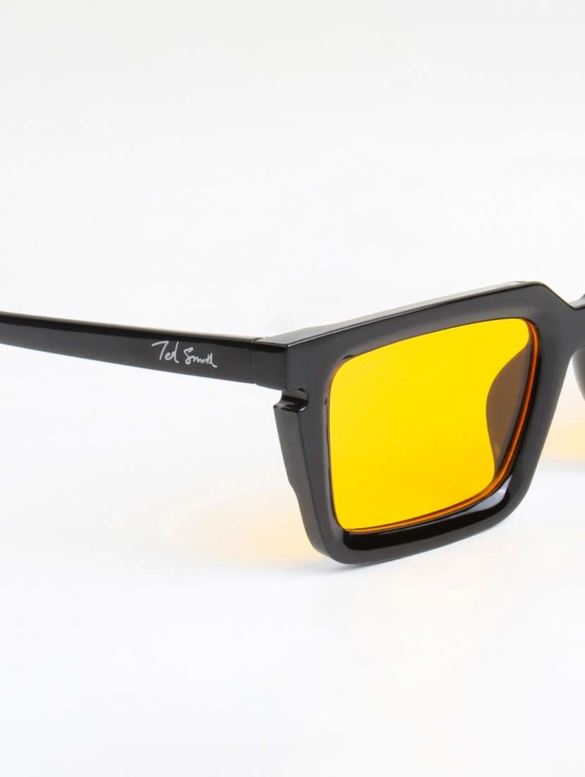 ted smith unisex rectangle black sunglasses with uv protected lenses - 22146530 - Standard Image - 4