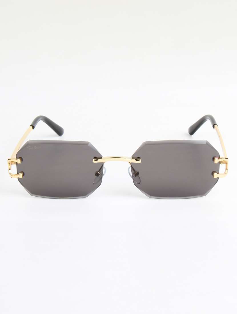 ted smith unisex rimless octagon gold black sunglasses with uv protected lenses - 22146531 -  Standard Image - 1