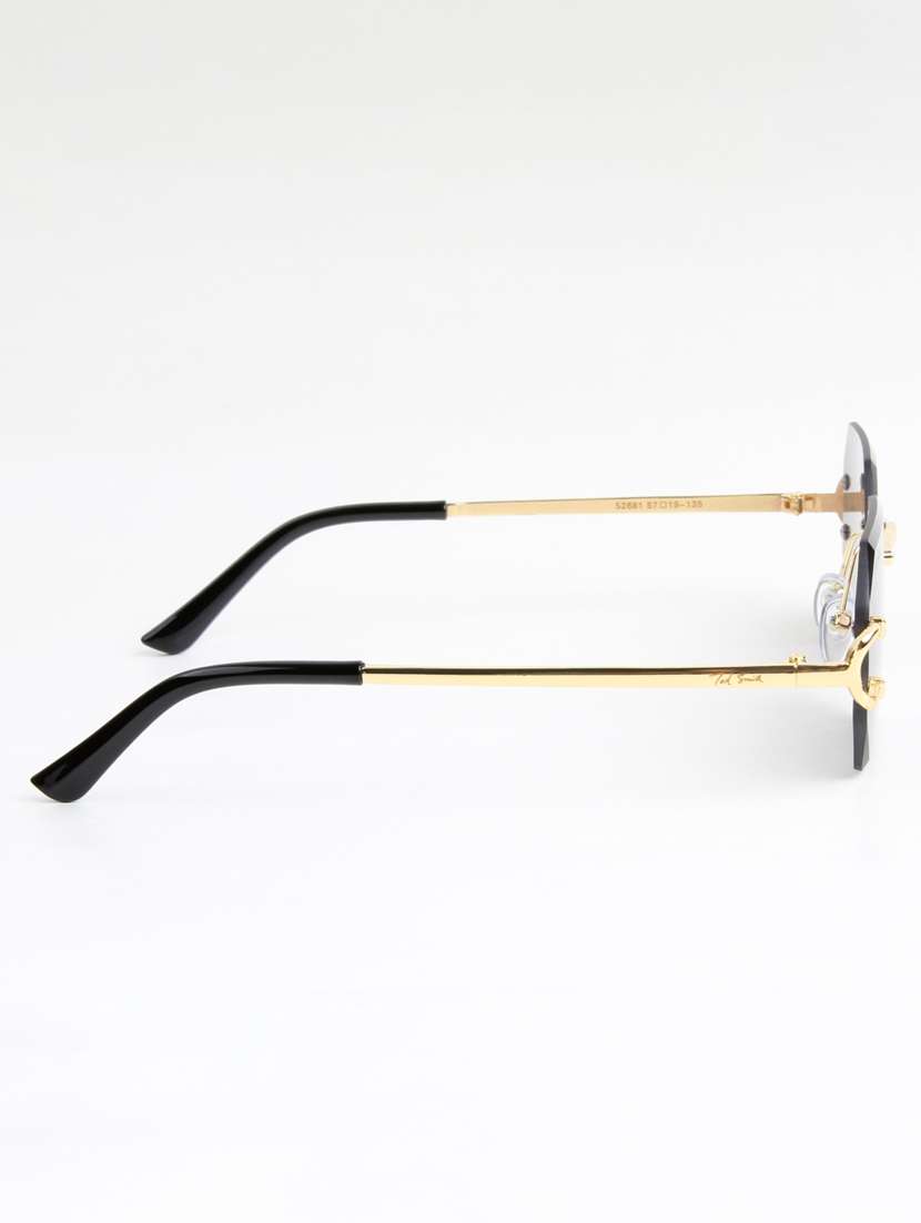 ted smith unisex rimless octagon gold black sunglasses with uv protected lenses - 22146531 -  Standard Image - 4