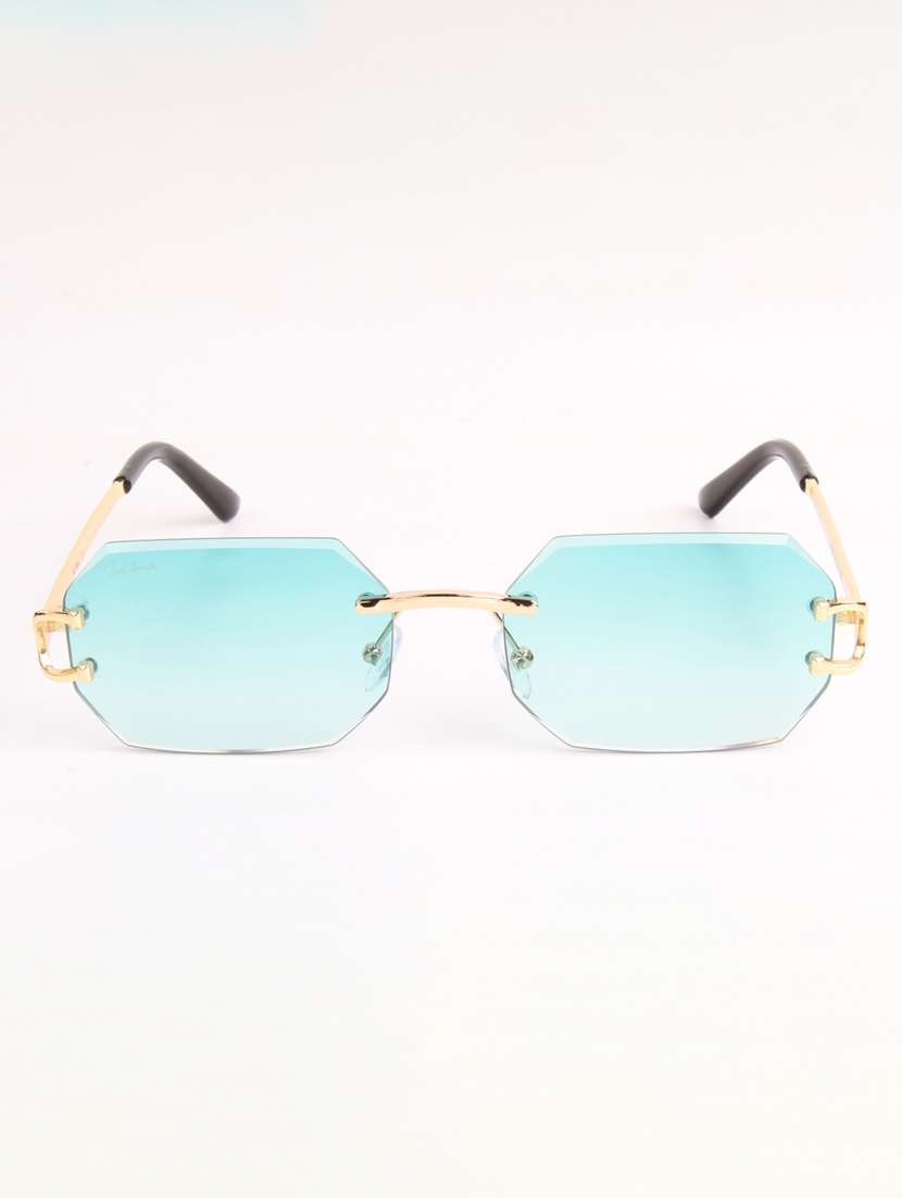 ted smith unisex rimless octagon gold black sunglasses with uv protected lenses - 22146533 -  Standard Image - 1