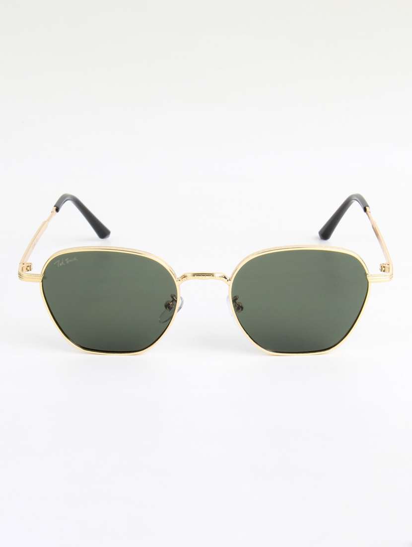 ted smith unisex hexagon gold green sunglasses with uv protected lenses - 22146534 -  Standard Image - 1