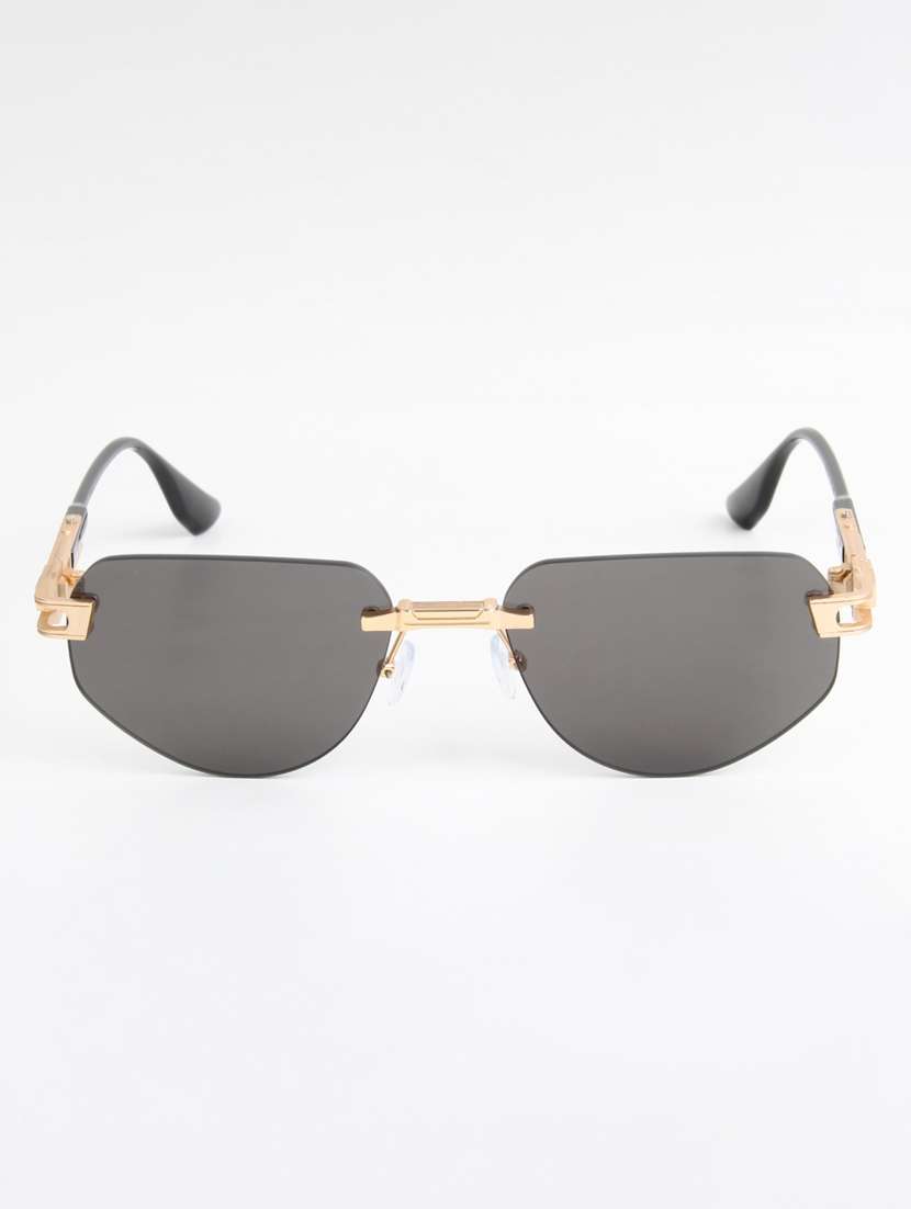 ted smith unisex rimless aviator gold black sunglasses with uv protected lenses - 22146537 -  Standard Image - 1