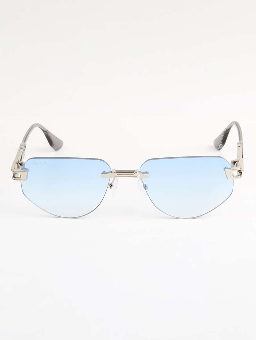 ted smith unisex rimless aviator gold black sunglasses with uv protected lenses - 22146538 -  Standard Image - 1