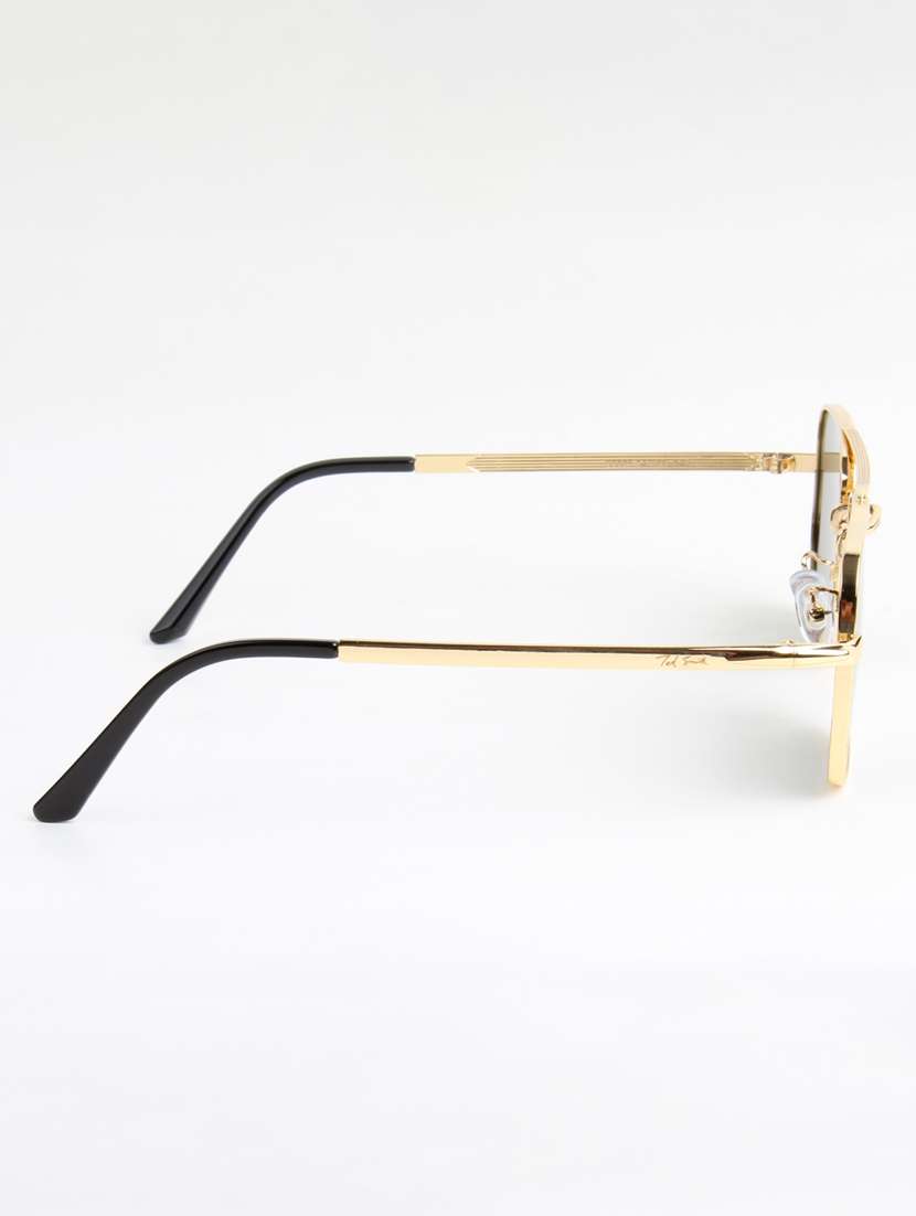 ted smith unisex aviator square gold green sunglasses with uv protected lenses - 22146540 -  Standard Image - 4