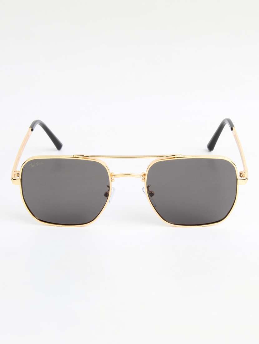 ted smith unisex aviator square gold green sunglasses with uv protected lenses - 22146541 -  Standard Image - 1