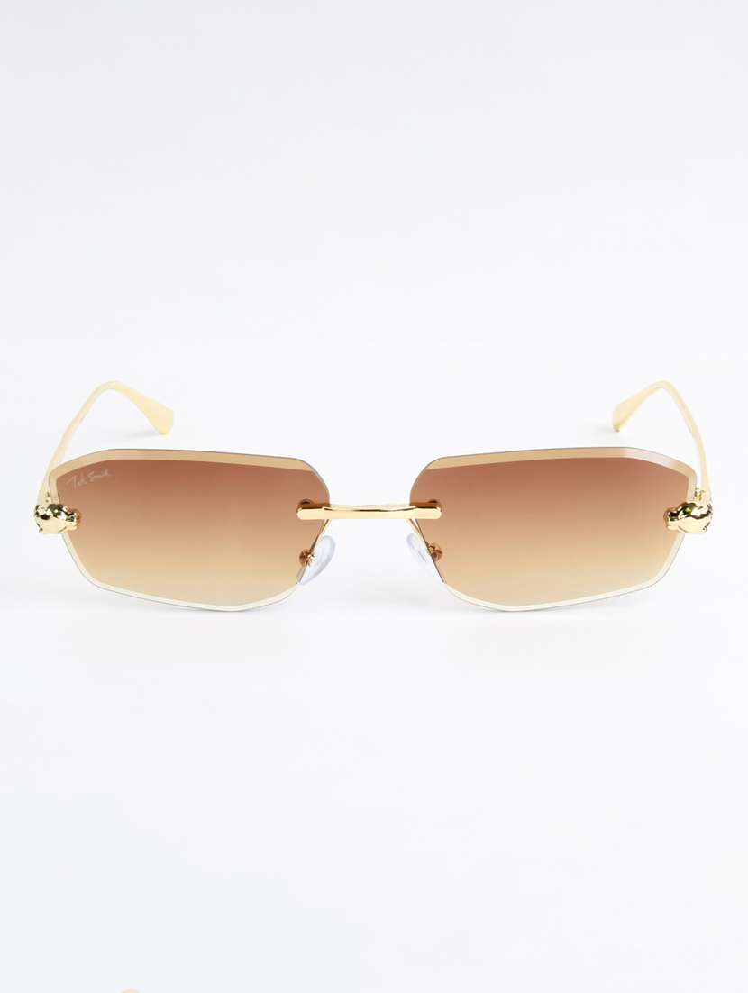 ted smith unisex diamond cut rimless gold brown uv protected sunglasses - 22146544 -  Standard Image - 1