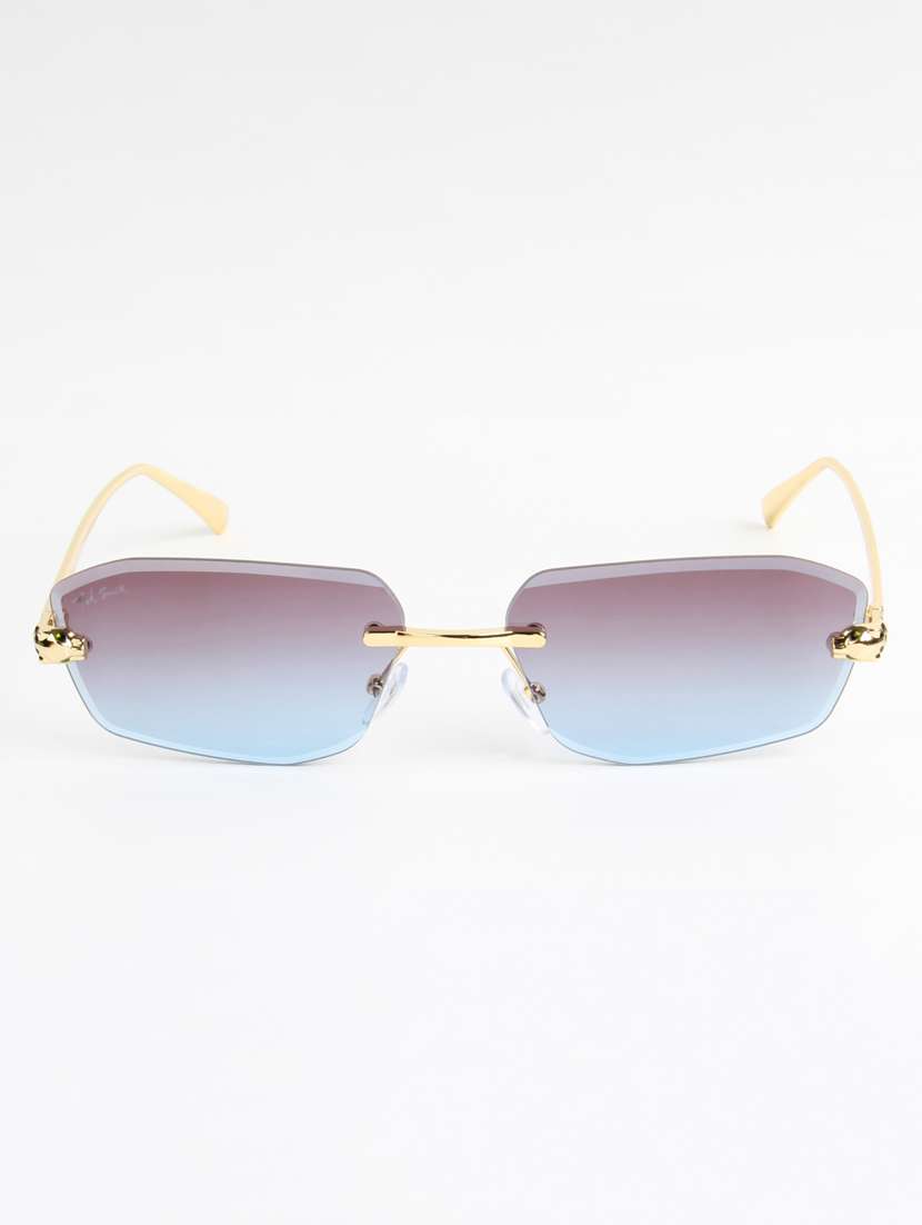 ted smith unisex diamond cut rimless gold brown uv protected sunglasses - 22146547 -  Standard Image - 1