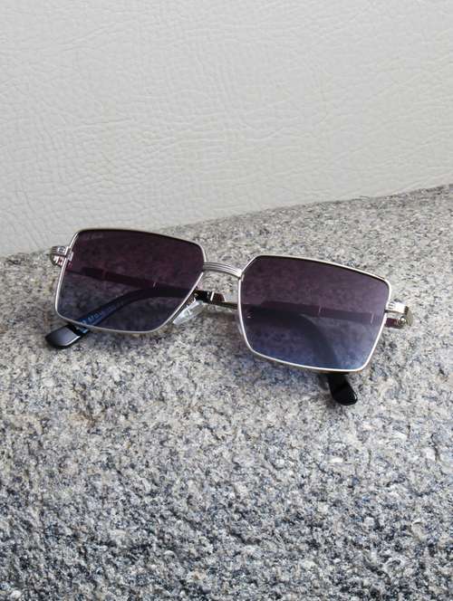 ted smith unisex square gold black sunglasses with uv protected lenses - 22146549 -  Standard Image - 0