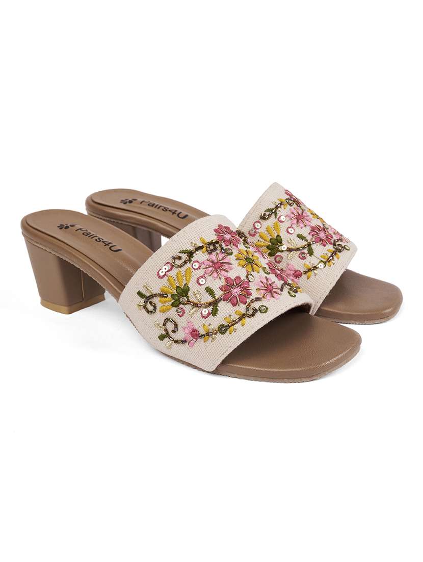 women embroidered slip on sandal - 22146560 -  Standard Image - 1