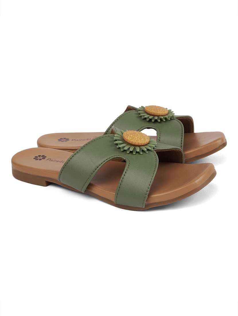 women green slip on sandal - 22146575 -  Standard Image - 1