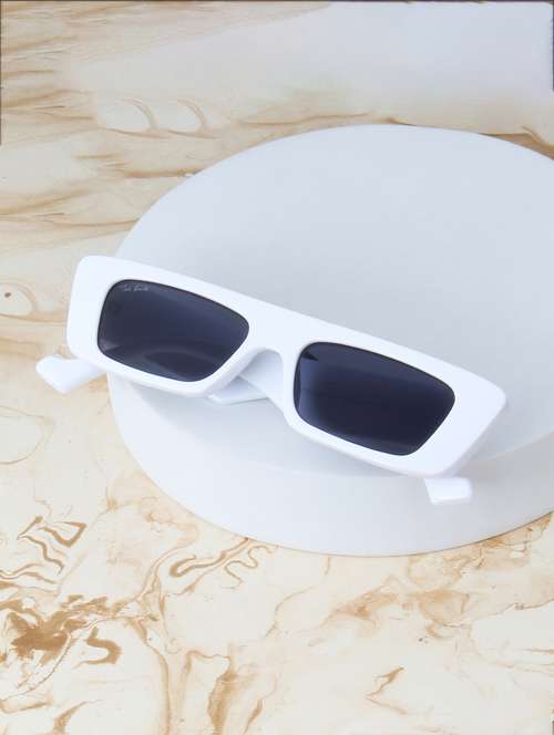 ted smith unisex browline rectangle white black uv protected sunglasses - 22146584 - Standard Image - 0
