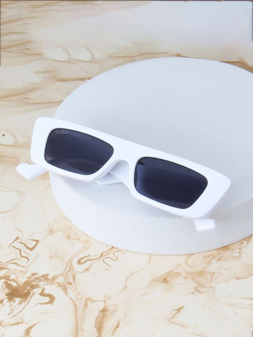 ted smith unisex browline rectangle white black uv protected sunglasses - 22146584 - Zoom Image - 0