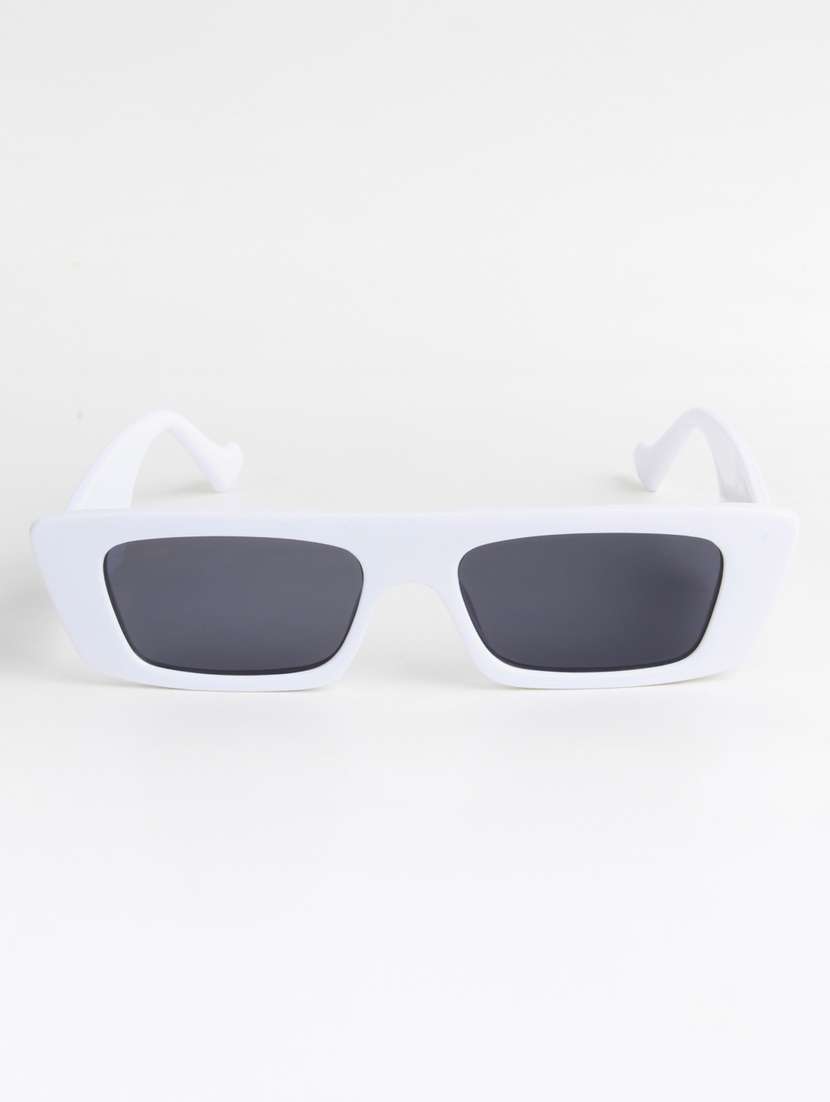ted smith unisex browline rectangle white black uv protected sunglasses - 22146584 - Standard Image - 1