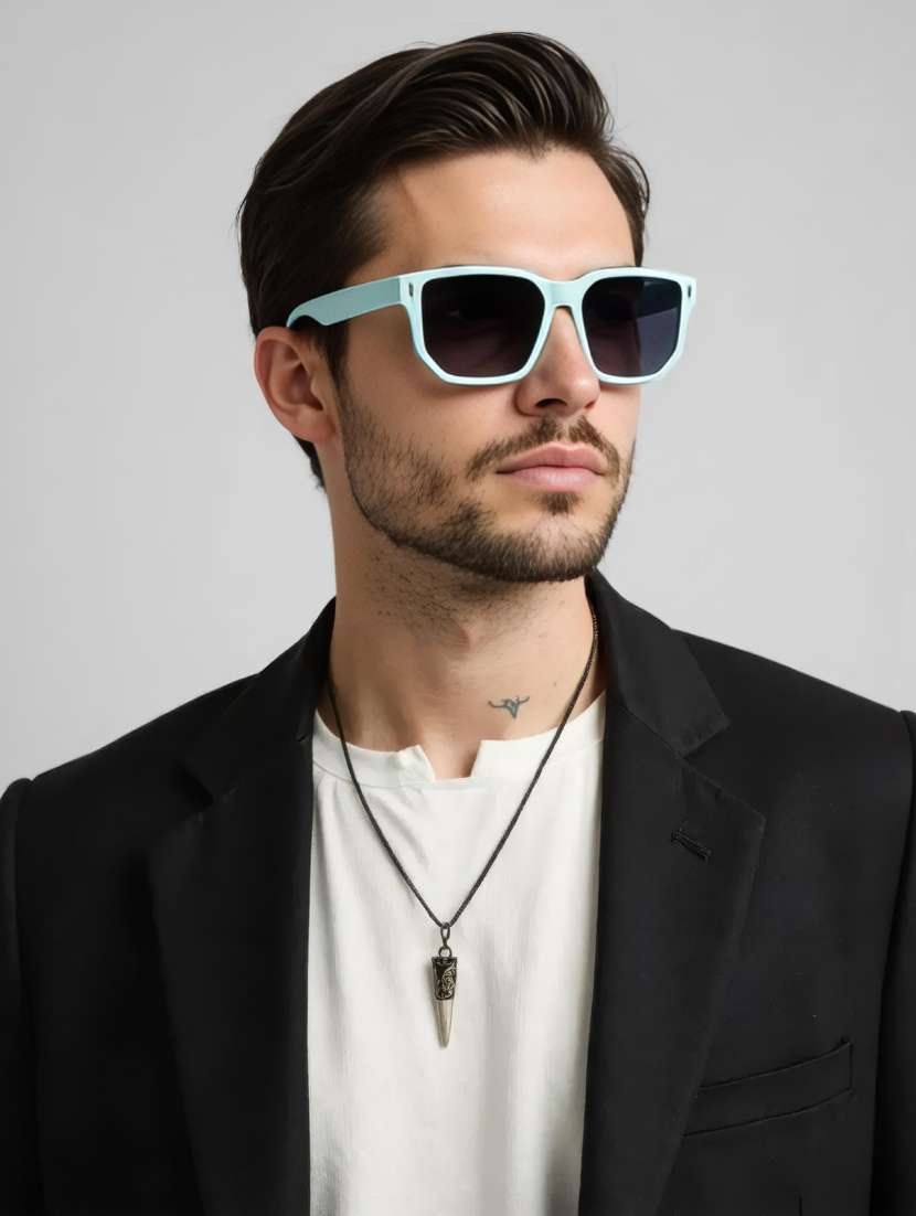 ted smith unisex aqua green square sunglasses with uv protected lenses - 22146586 -  Standard Image - 6