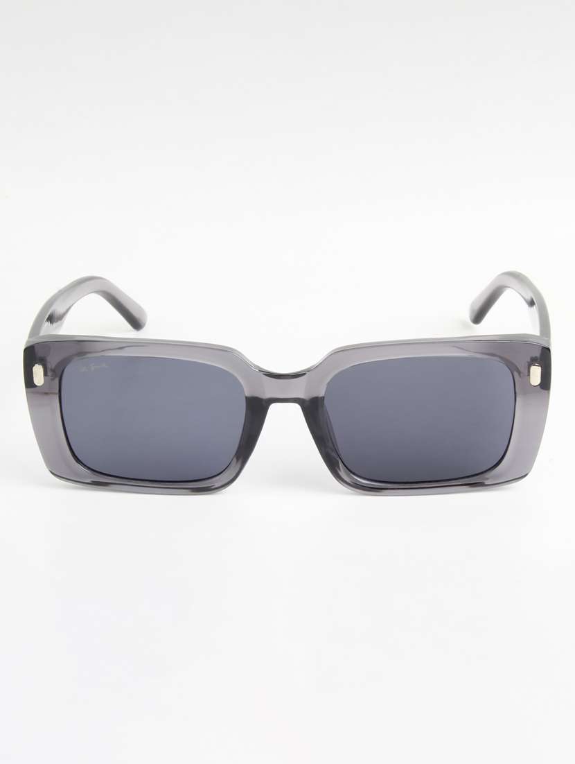 ted smith unisex square grey black sunglasses with uv protected lenses - 22146588 -  Standard Image - 1