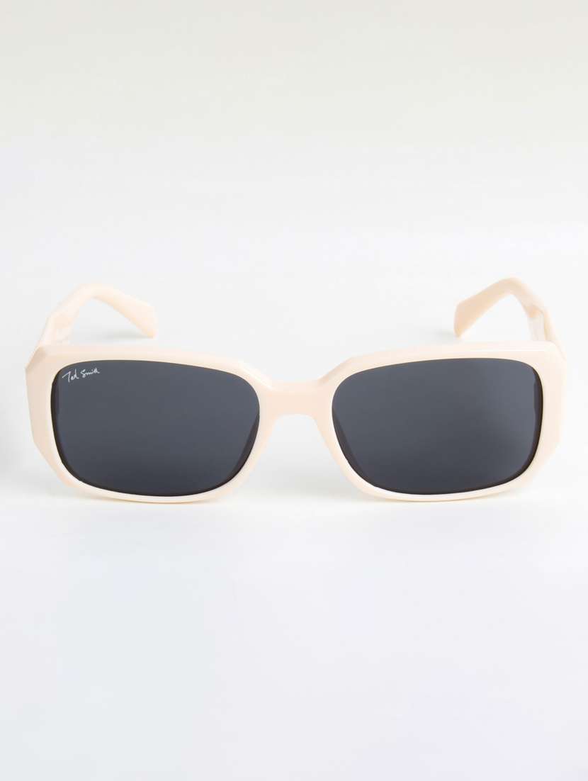 ted smith unisex regtangle beige black sunglasses with uv protected lenses - 22146589 -  Standard Image - 1