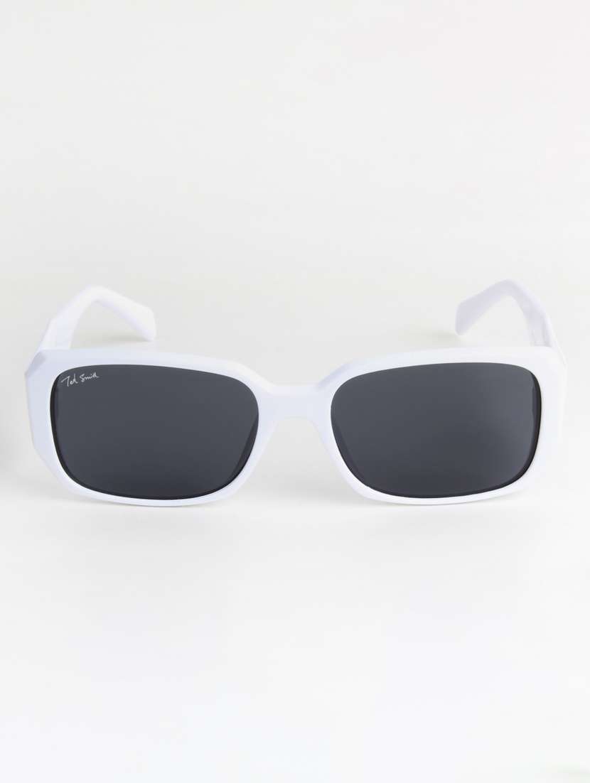 ted smith unisex regtangle white black sunglasses with uv protected lenses - 22146590 -  Standard Image - 1