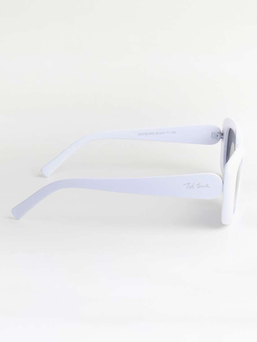 ted smith unisex rectangle white black sunglasses with uv protected lenses - 22146591 -  Standard Image - 4