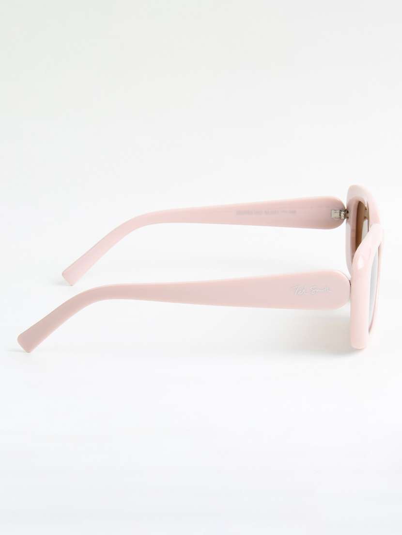 ted smith unisex rectangle pink brown sunglasses with uv protected lenses - 22146592 -  Standard Image - 4