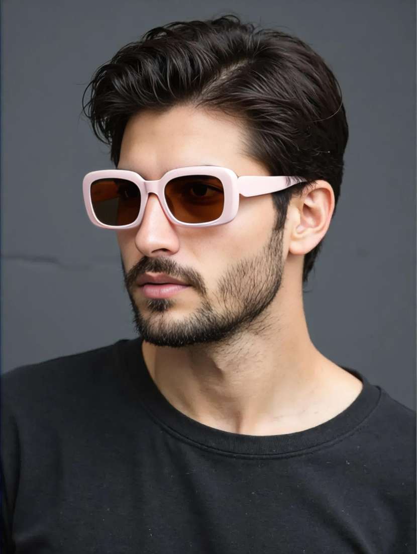 ted smith unisex rectangle pink brown sunglasses with uv protected lenses - 22146592 -  Standard Image - 6
