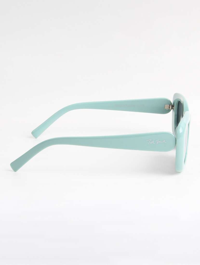 ted smith unisex rectangle green black sunglasses with uv protected lenses - 22146594 -  Standard Image - 4