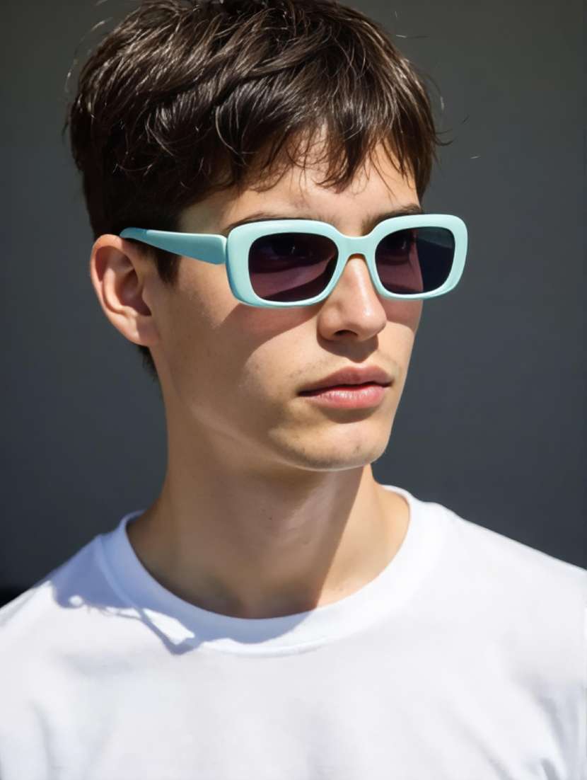 ted smith unisex rectangle green black sunglasses with uv protected lenses - 22146594 -  Standard Image - 6