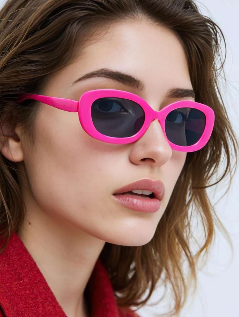 ted smith unisex oval fuchsia sunglasses with uv protected lenses - 22146595 -  Standard Image - 6
