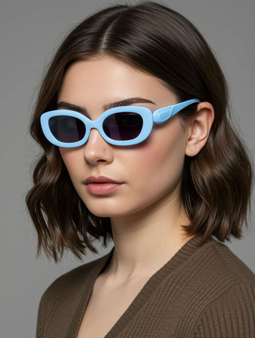 ted smith women oval blue black sunglasses with uv protected lenses - 22146596 -  Standard Image - 6