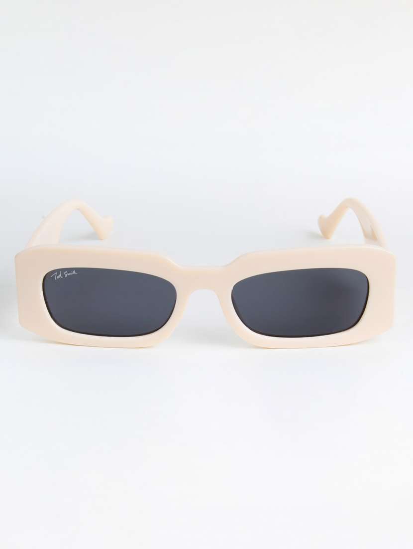 ted smith unisex rectangle beige black sunglasses with uv protected lenses - 22146598 -  Standard Image - 1