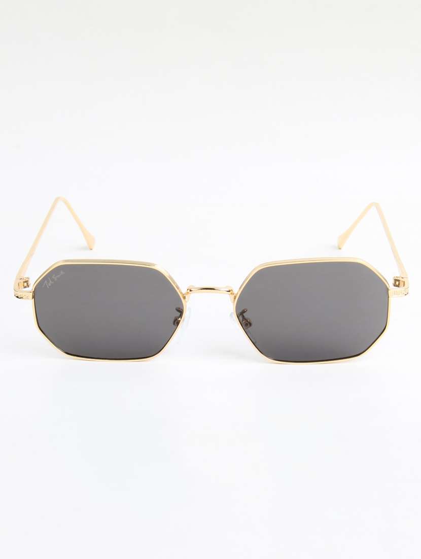 ted smith unisex septagon gold black sunglasses with uv protected lenses - 22146599 -  Standard Image - 1