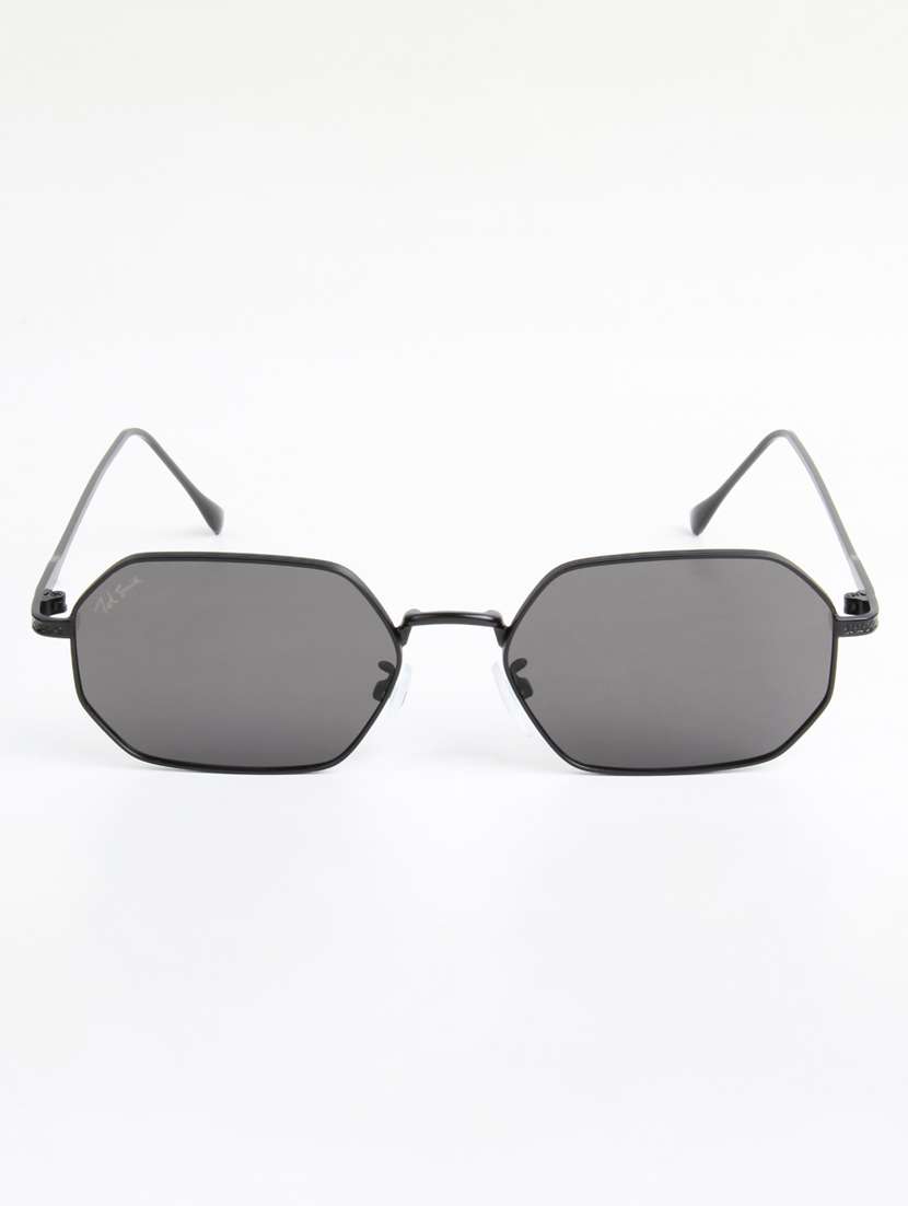 ted smith unisex heptagon black sunglasses with uv protected lenses - 22146600 -  Standard Image - 1