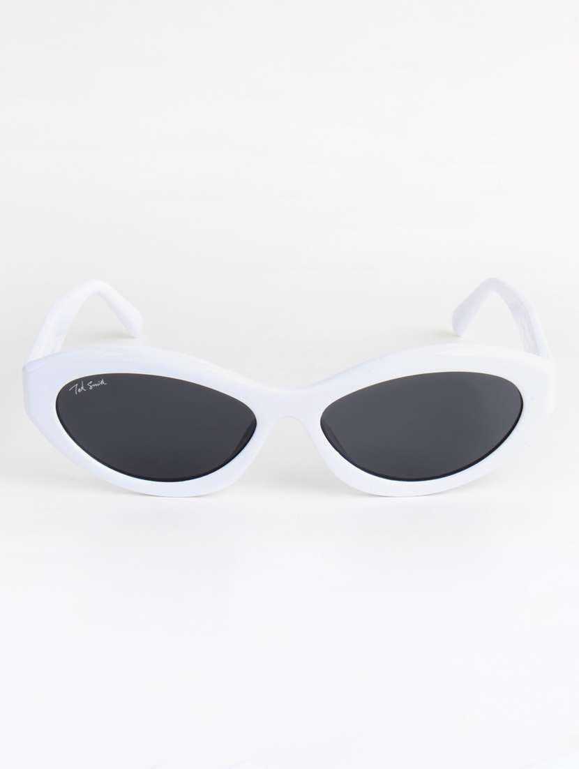 ted smith unisex cat eye white black sunglasses with uv protected lenses - 22146602 -  Standard Image - 1
