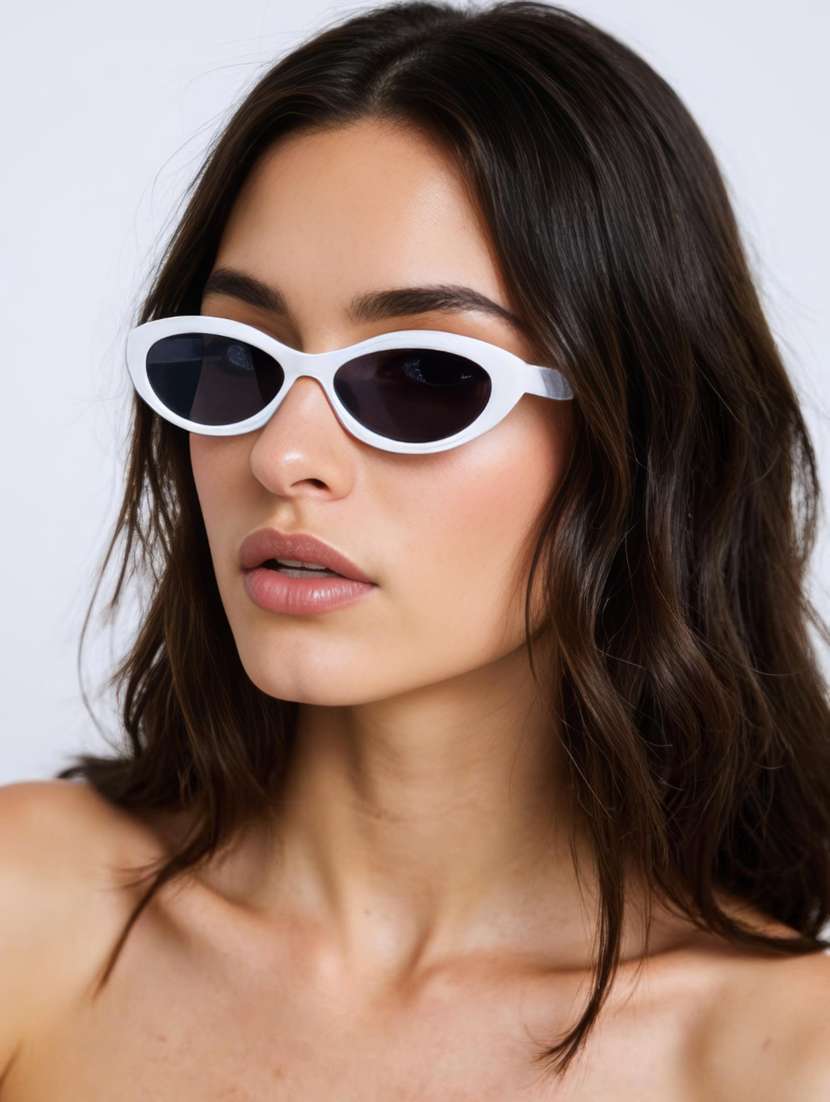 ted smith unisex cat eye white black sunglasses with uv protected lenses - 22146602 -  Standard Image - 6