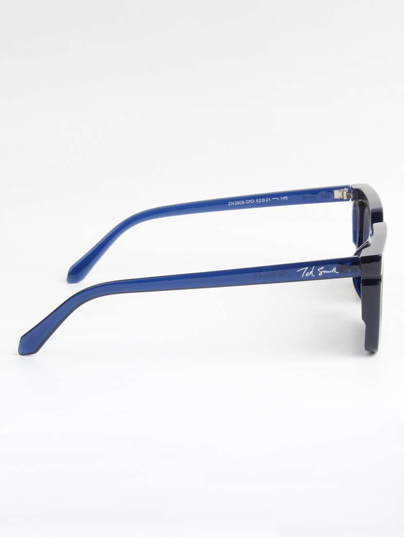 ted smith unisex rectangle blue black sunglasses with uv protected lenses - 22146604 -  Standard Image - 4