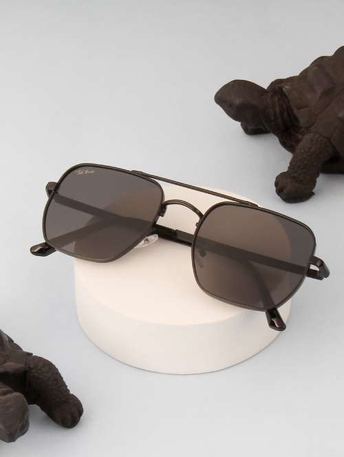 ted smith unisex aviator square black sunglasses with uv protected lenses - 22146608 -  Standard Image - 0