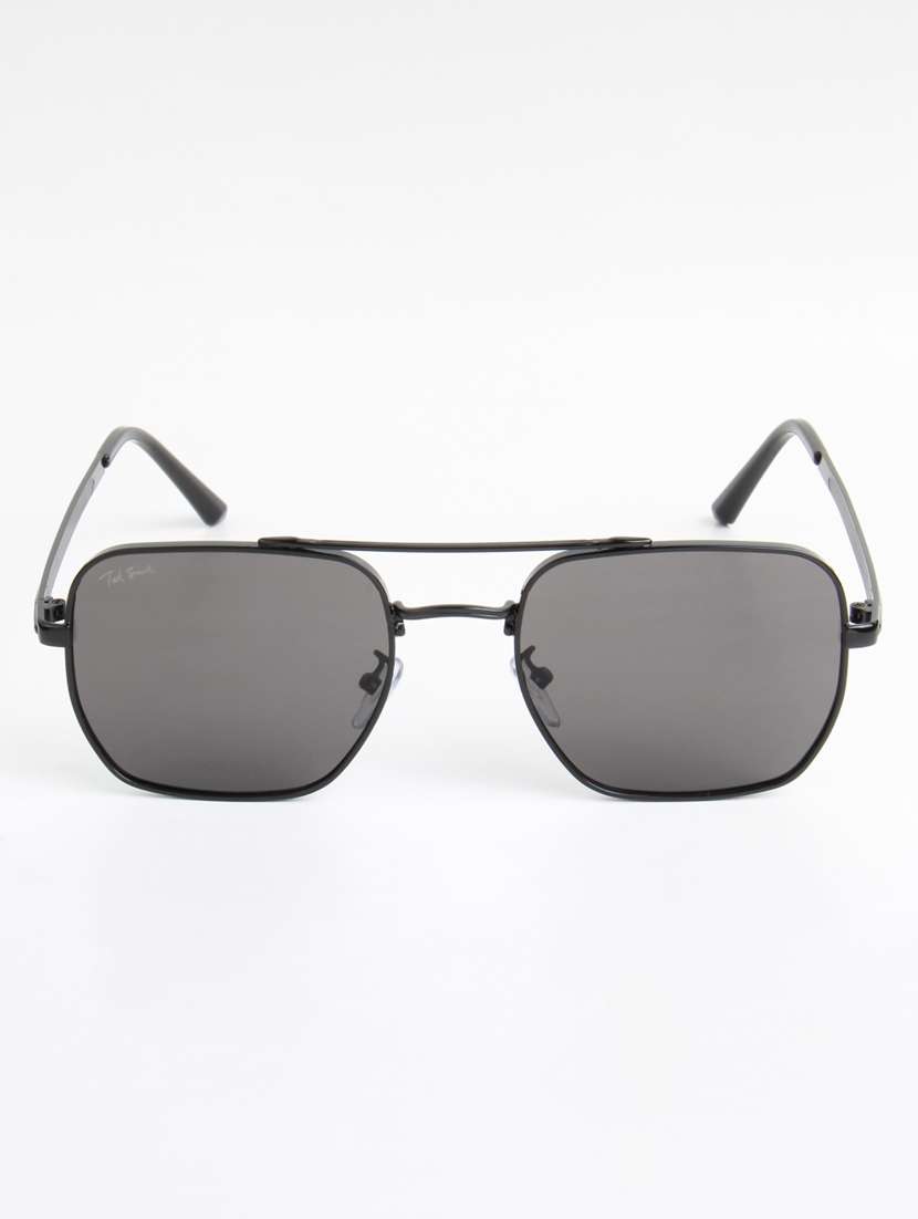 ted smith unisex aviator square black sunglasses with uv protected lenses - 22146608 -  Standard Image - 1