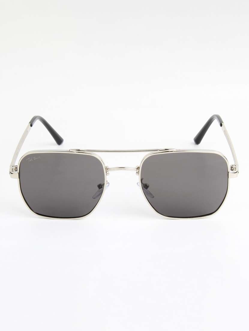 ted smith unisex aviator square silver black uv protected sunglasses - 22146609 -  Standard Image - 1