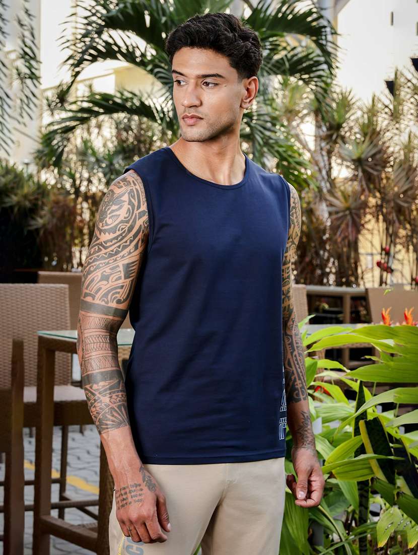 men typographic sleeveless vest - 22146622 -  Standard Image - 1