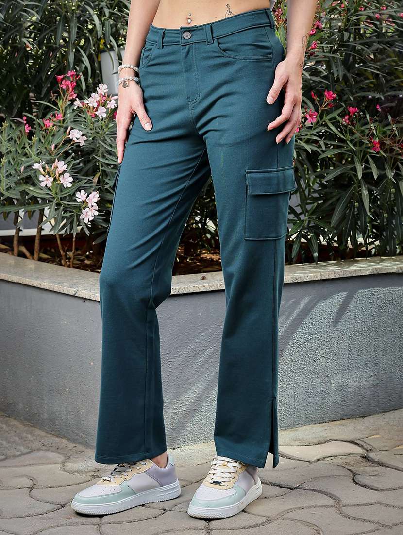 women solid mid rise cargo - 22146623 -  Standard Image - 1