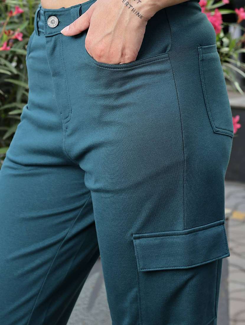 women solid mid rise cargo - 22146623 -  Standard Image - 6