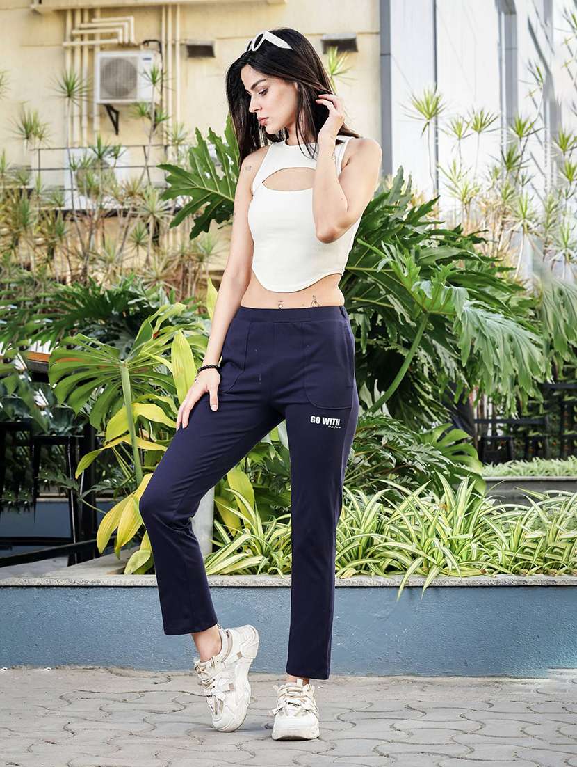 women solid mid rise regular track pant - 22146624 -  Standard Image - 4