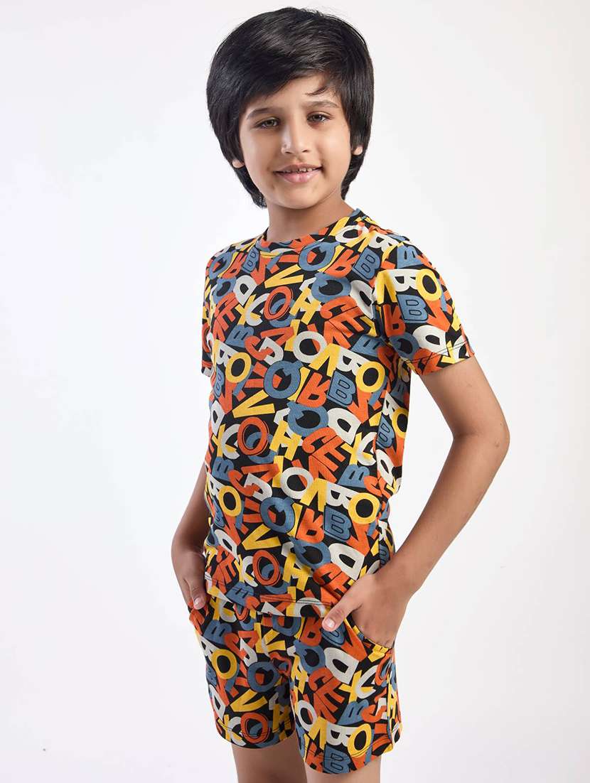 boys printed t-shirt and shorts co-ord set - 22146627 -  Standard Image - 1