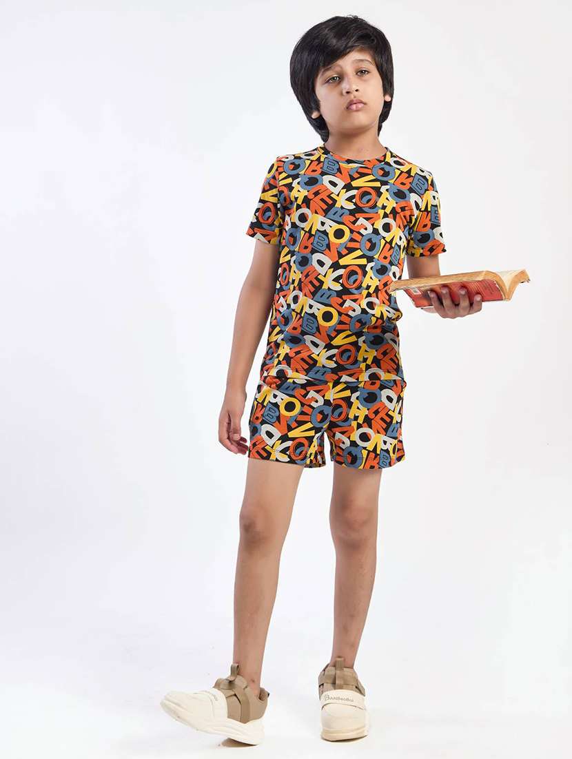 boys printed t-shirt and shorts co-ord set - 22146627 -  Standard Image - 4