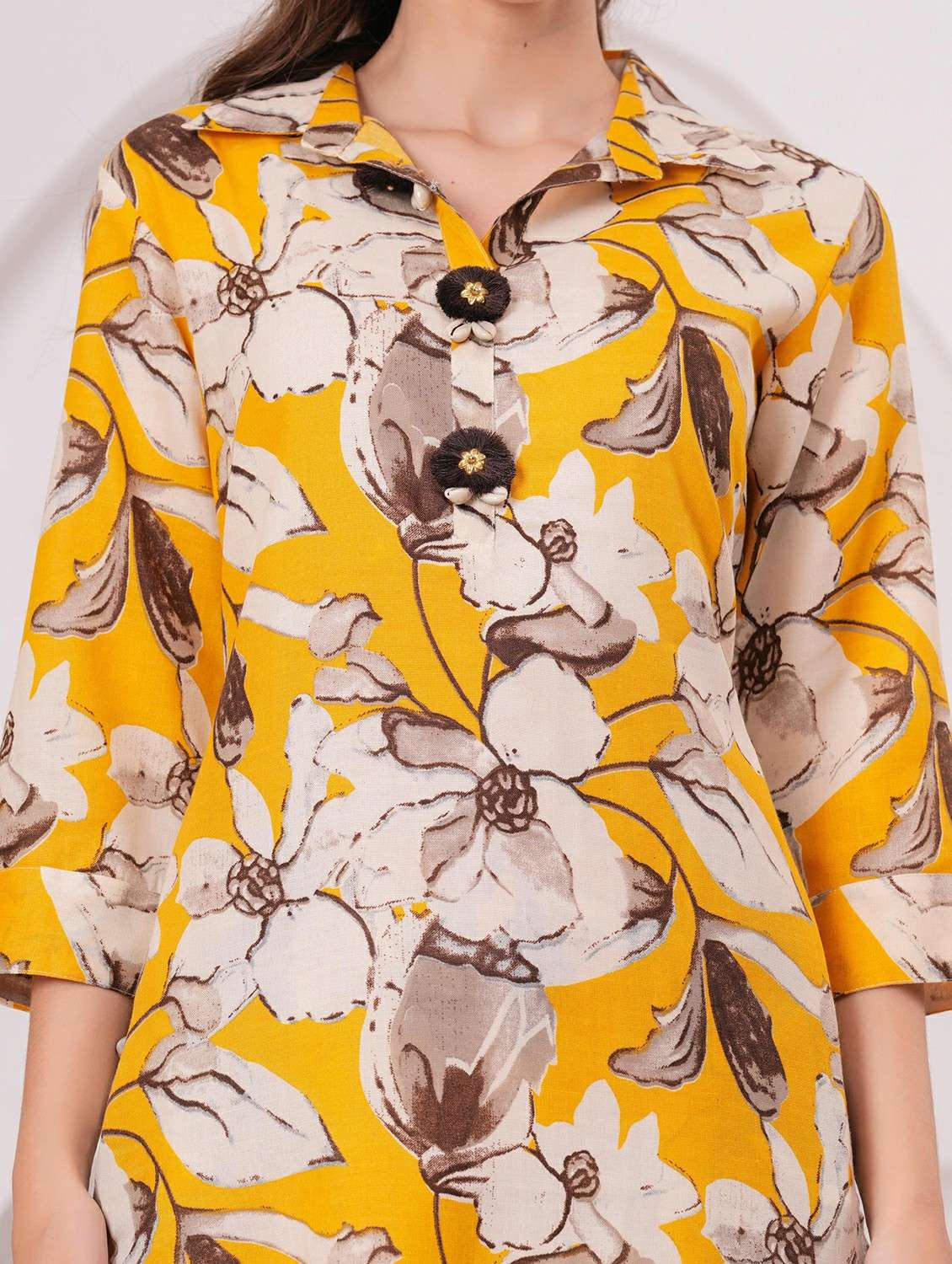 women floral printed three quarter sleeve kurta palazzo set - 22146630 -  Standard Image - 6