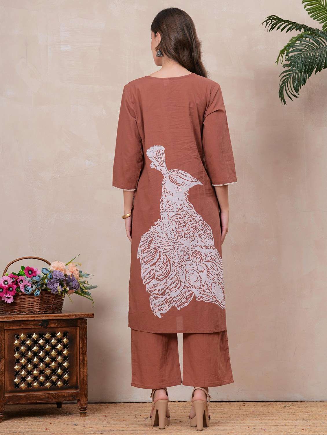 women printed three quarter sleeve kurta pant with dupatta set - 22146653 - Standard Image - 4