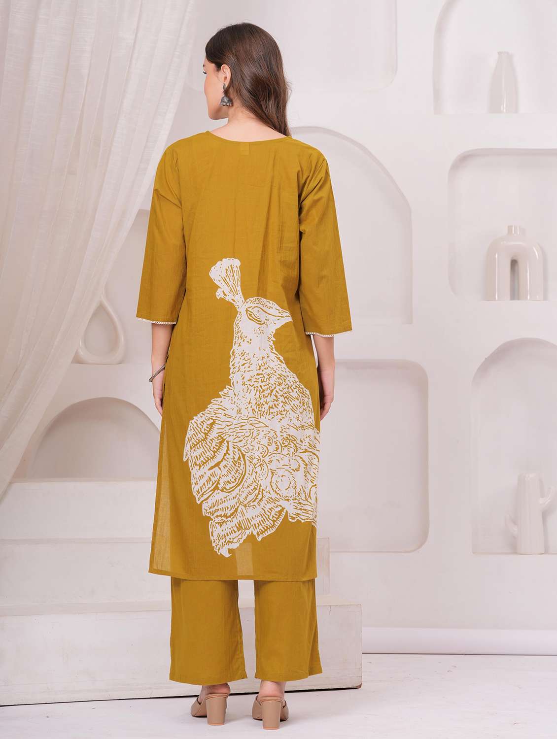 women printed three quarter sleeve kurta pant with dupatta set - 22146655 - Standard Image - 4