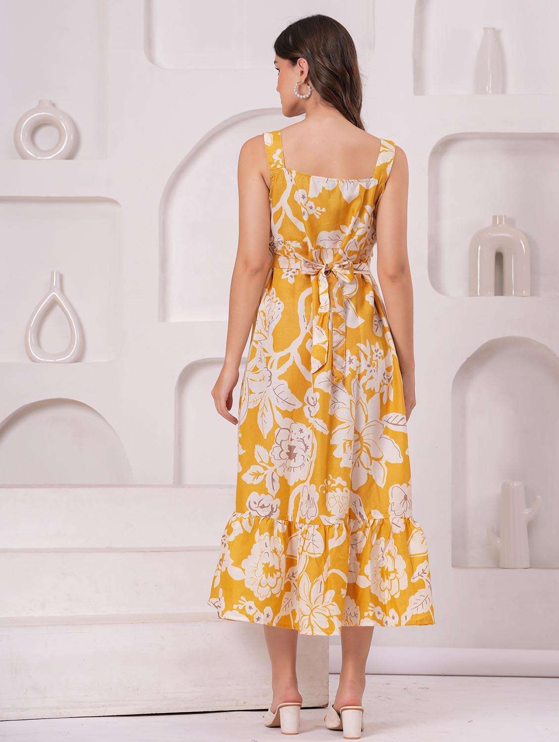 women floral sleeveless tiered ethnic dress - 22146678 - Standard Image - 4