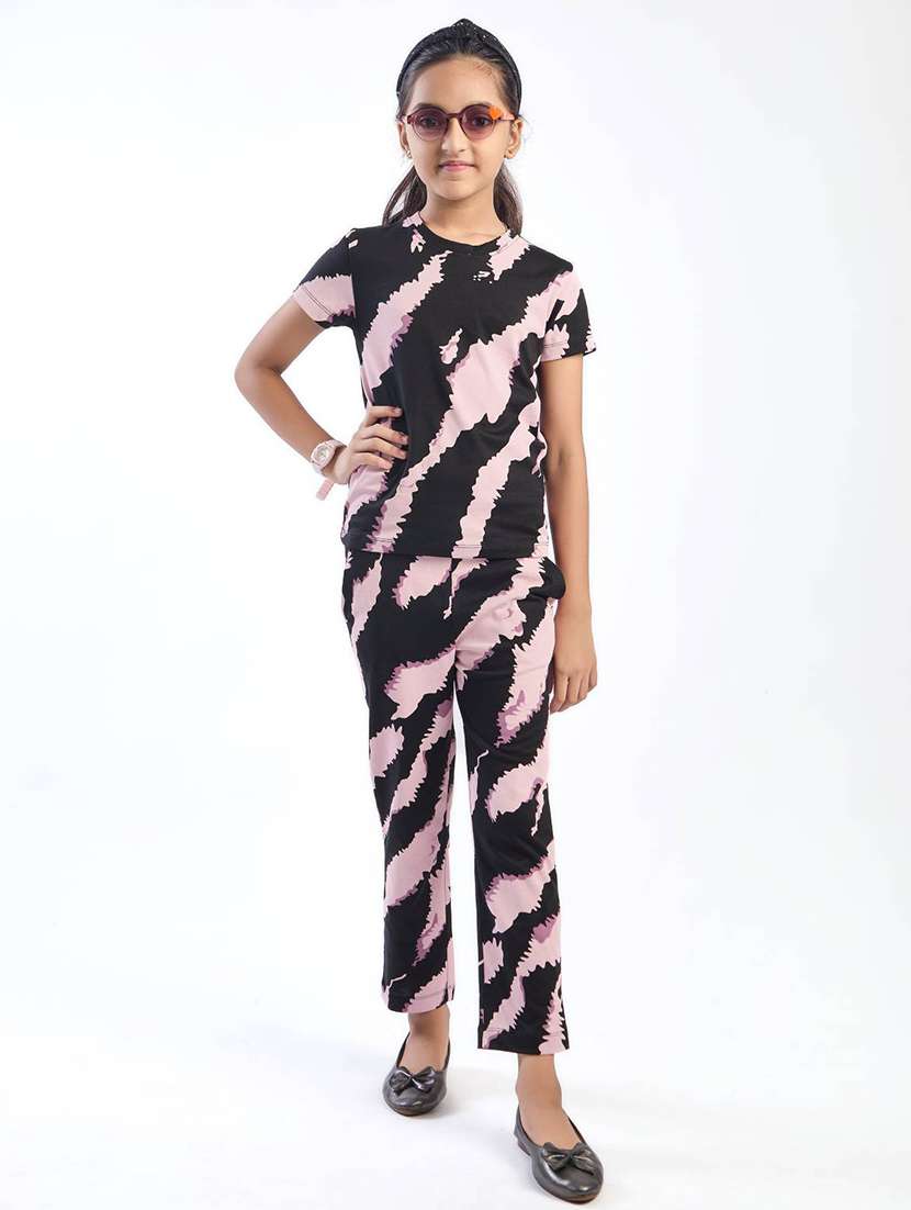 girls printed top & trouser co-ord set